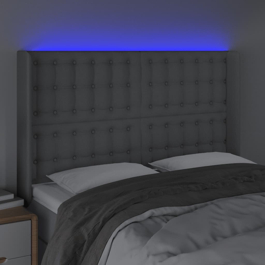 LED uzglavlje svjetlosivo 147 x 16 x 118/128 cm od tkanine