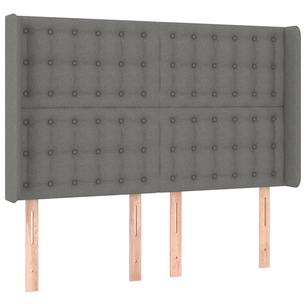 LED uzglavlje tamnosivo 147 x 16 x 118/128 cm od tkanine