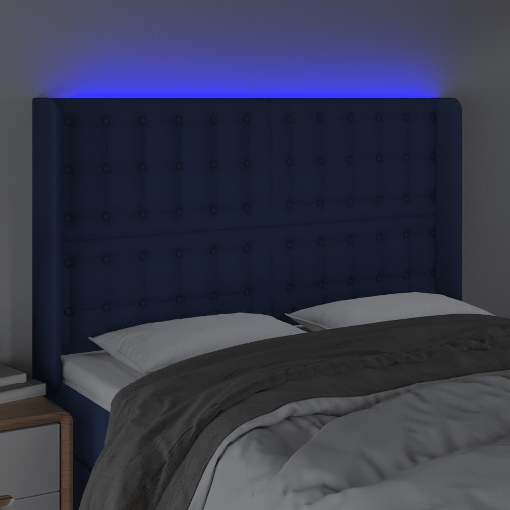 LED uzglavlje plavo 147 x 16 x 118/128 cm od tkanine