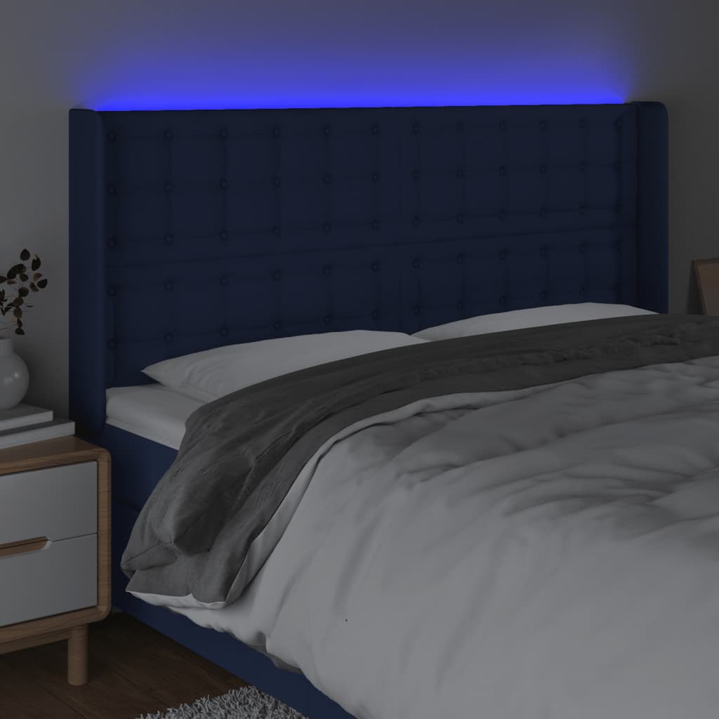 LED uzglavlje plavo 163 x 16 x 118/128 cm od tkanine