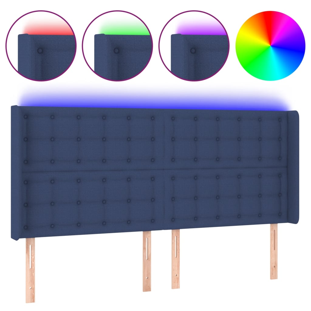 LED uzglavlje plavo 183 x 16 x 118/128 cm od tkanine