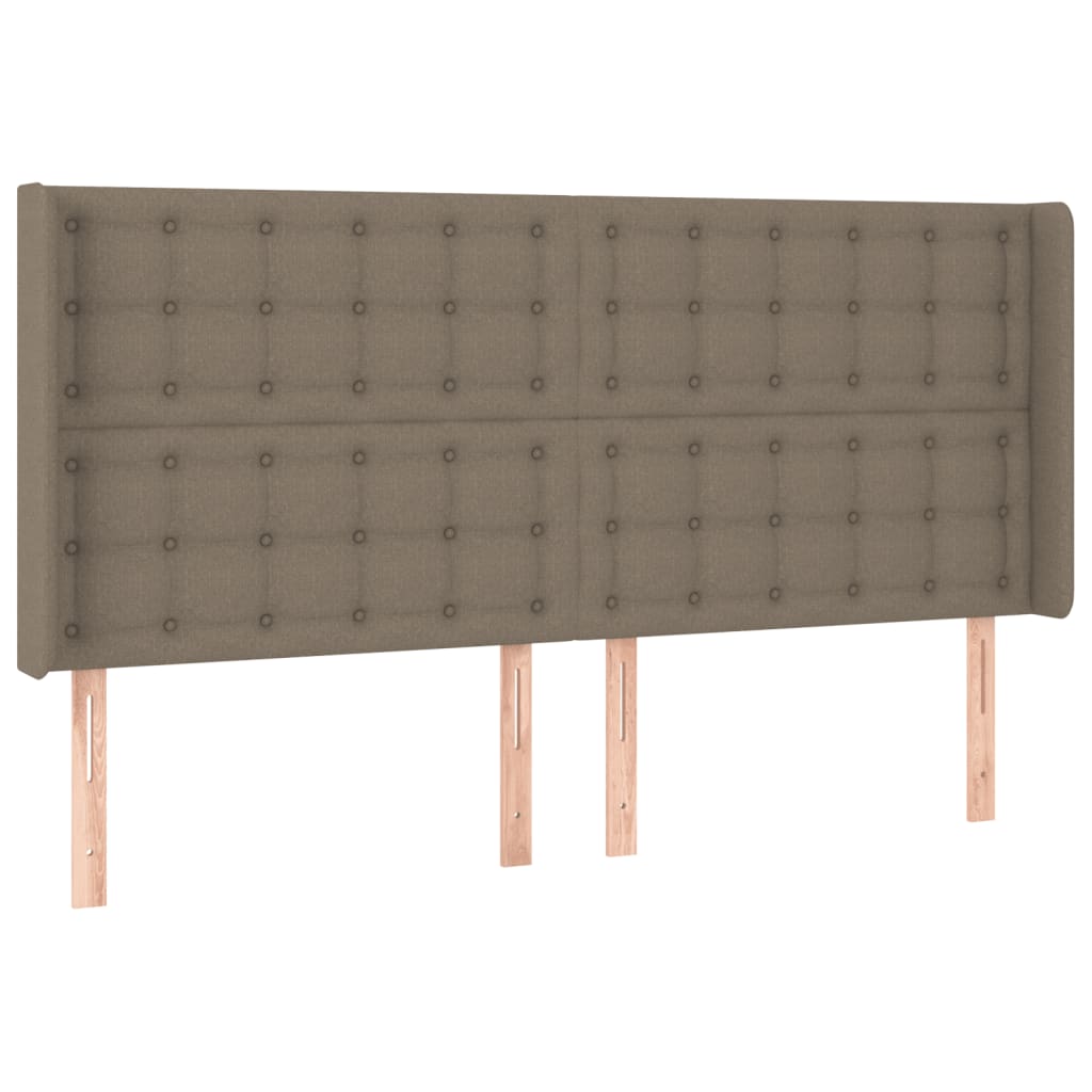 LED uzglavlje smeđesivo 203 x 16 x 118/128 cm od tkanine