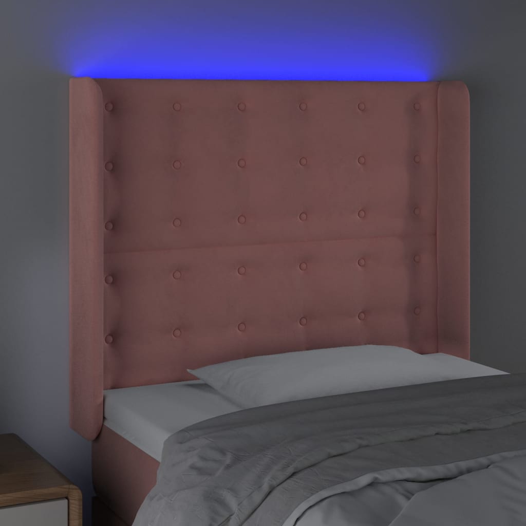 LED uzglavlje ružičasto 83x16x118/128 cm baršunasto