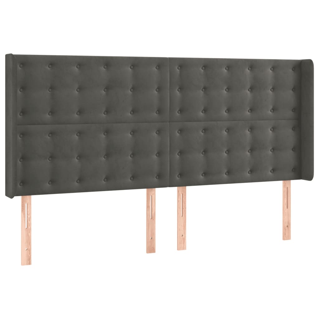 LED uzglavlje tamnosivo 183 x 16 x 118/128 cm baršunasto