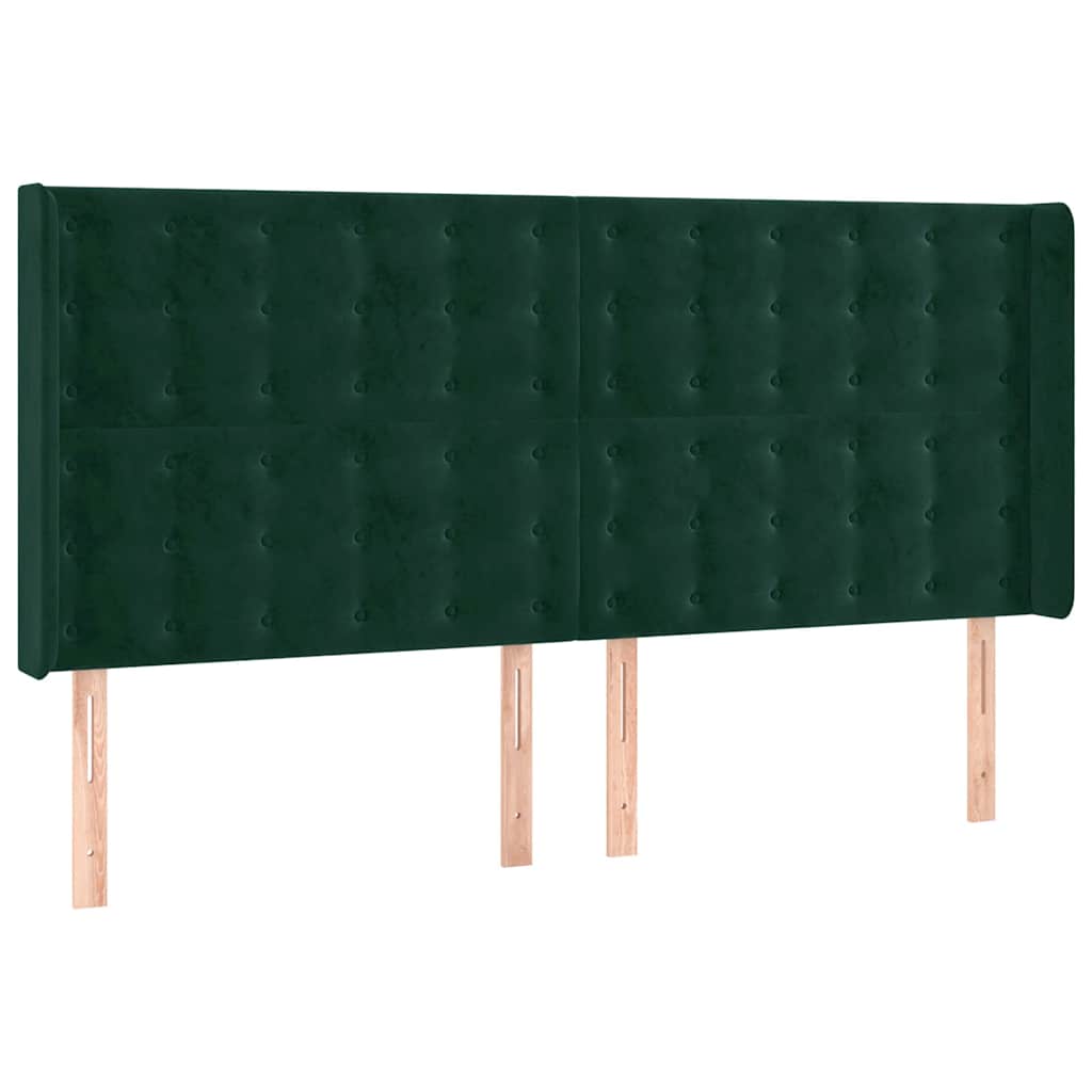 LED uzglavlje tamnozeleno 183 x 16 x 118/128 cm baršunasto