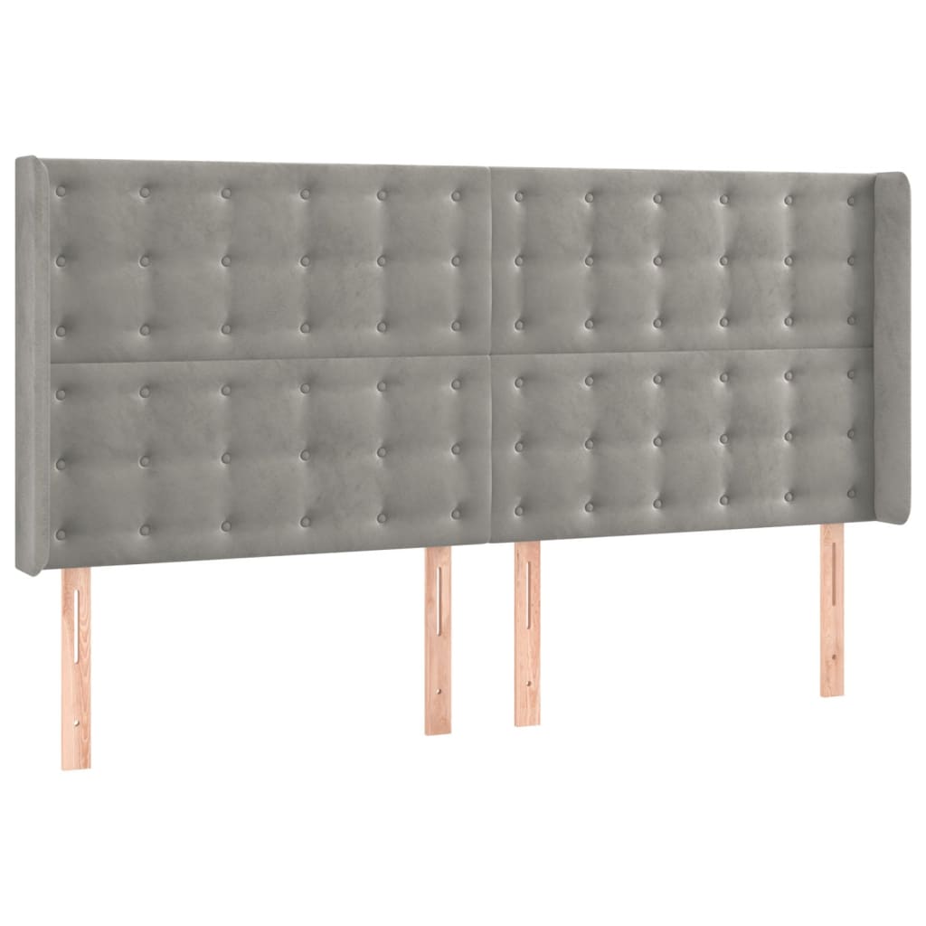 LED uzglavlje svjetlosivo 203 x 16 x 118/128 cm baršunasto