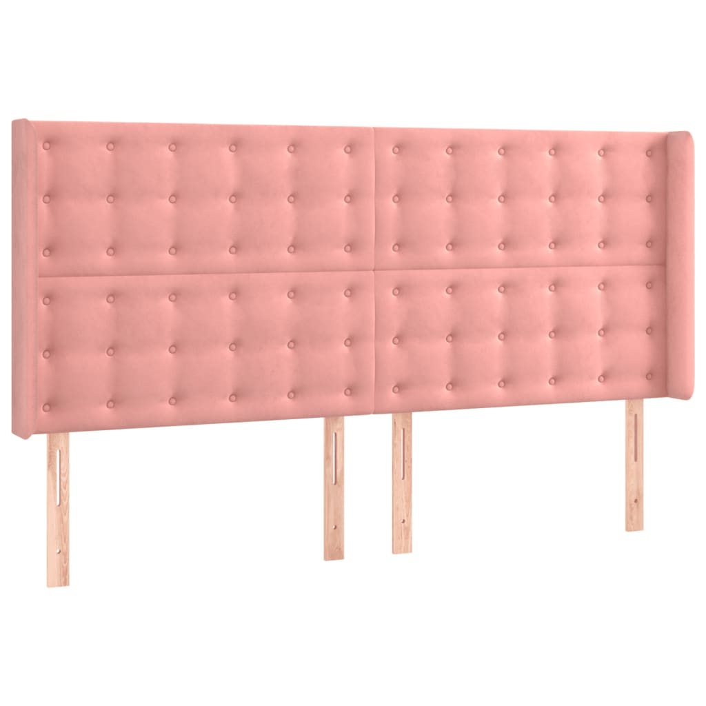 LED uzglavlje ružičasto 203x16x118/128 cm baršunasto