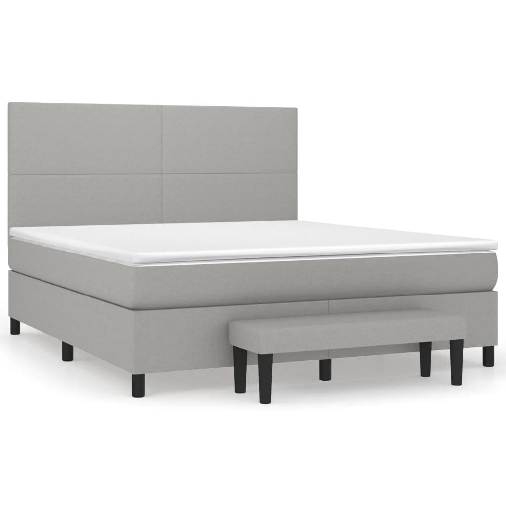 Krevet box spring s madracem svjetlozeleni 160x200 cm tkanina