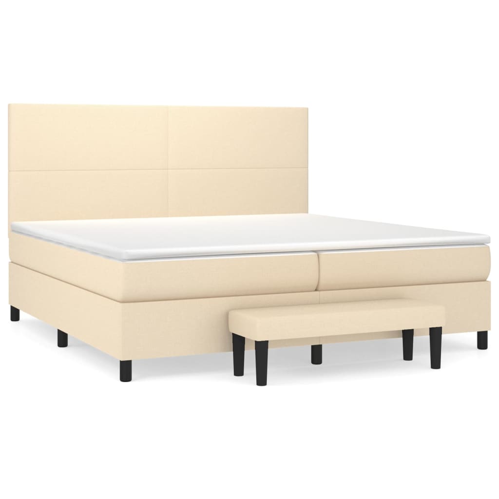 Krevet s oprugama i madracem krem 200 x 200 cm od tkanine
