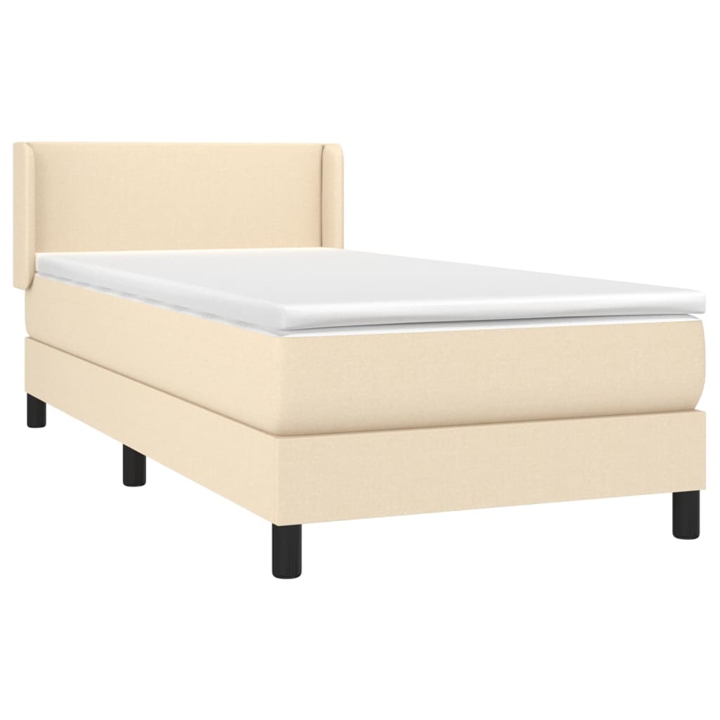 Krevet s oprugama i madracem krem 90 x 190 cm od tkanine