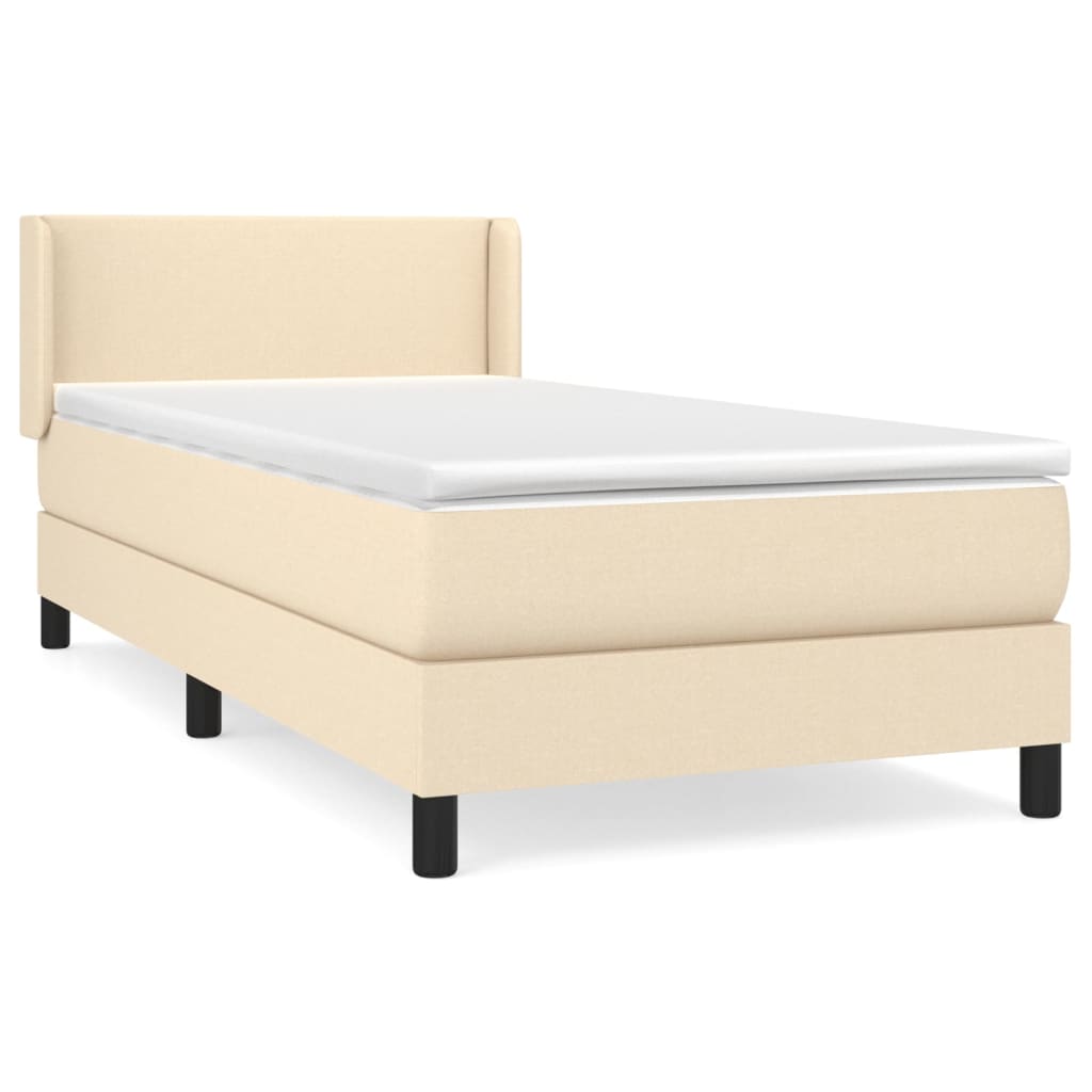 Krevet s oprugama i madracem krem 100 x 200 cm od tkanine