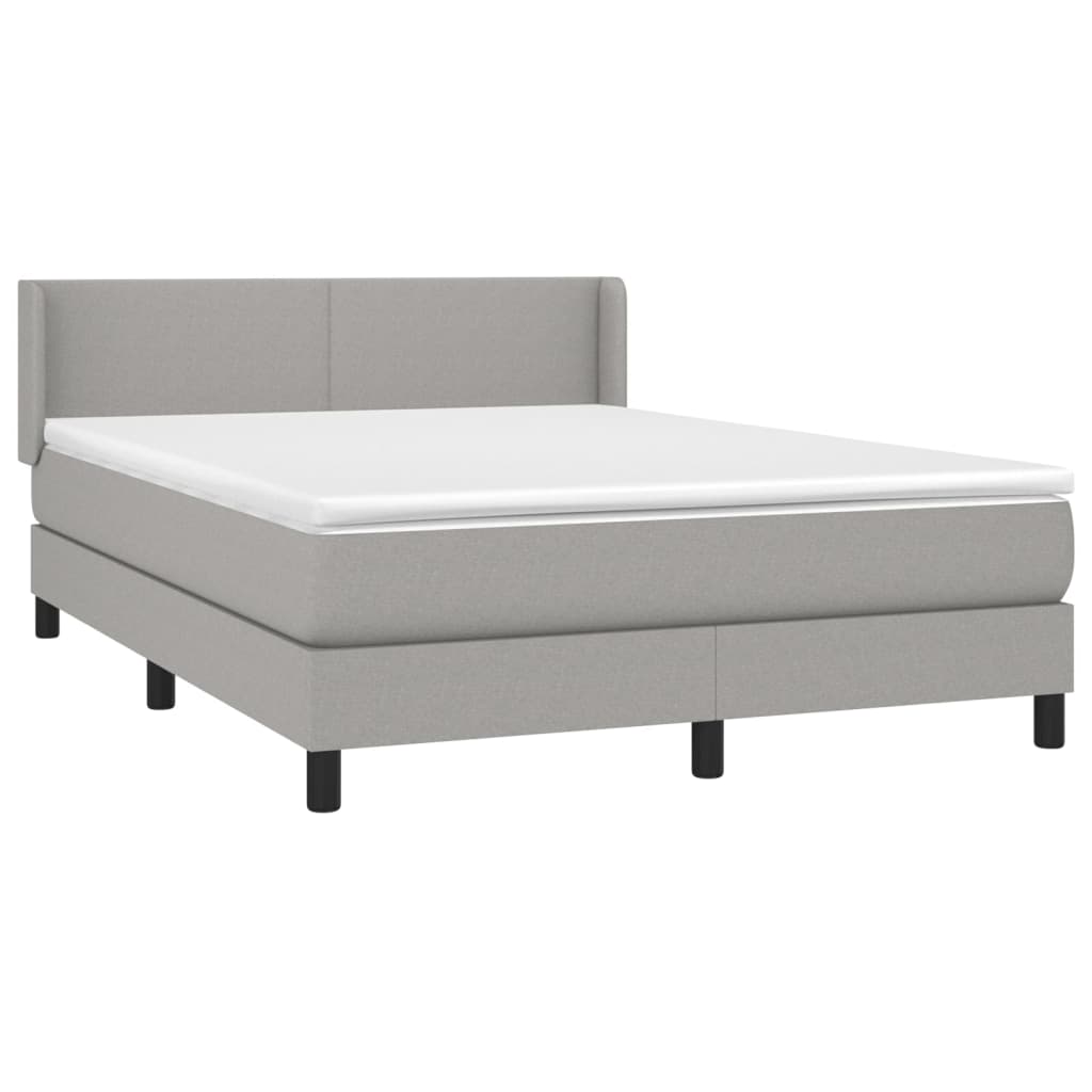 Krevet box spring s madracem svjetlosivi 140x200 cm od tkanine