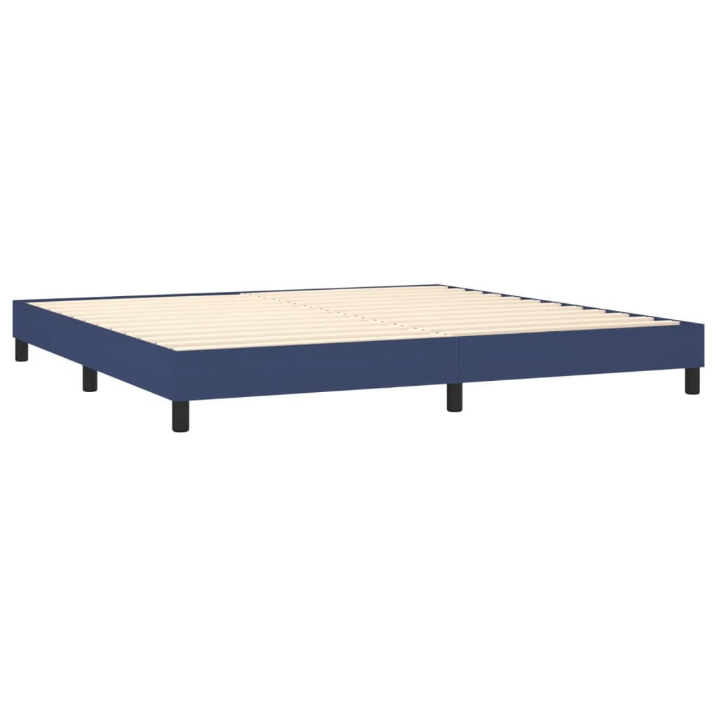 Krevet s oprugama i madracem plavi 200 x 200 cm od tkanine