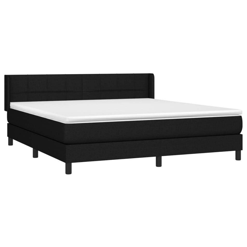 Krevet s oprugama i madracem crni 160x200 cm od tkanine