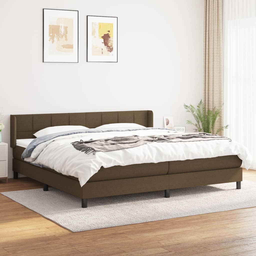 Krevet s oprugama i madracem tamnosmeđi 200x200 cm od tkanine