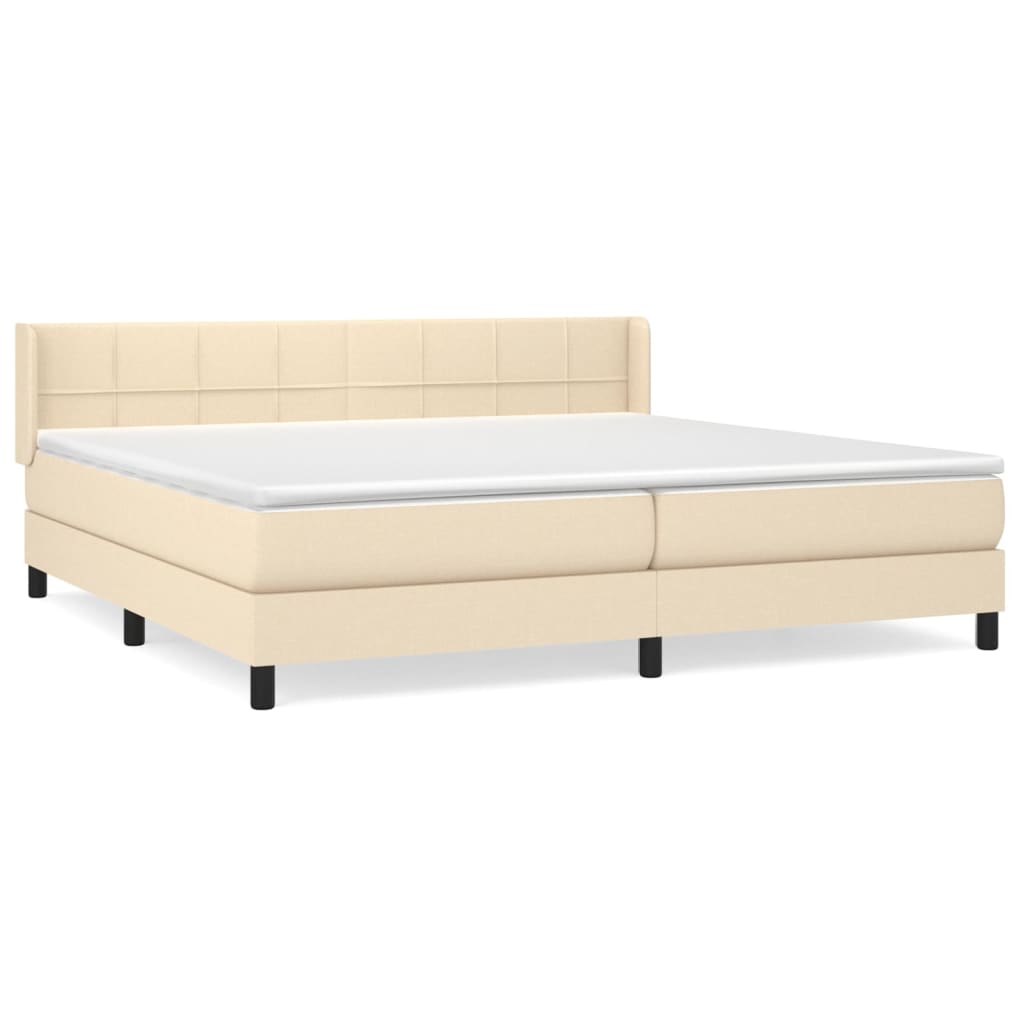 Krevet s oprugama i madracem krem 200 x 200 cm od tkanine