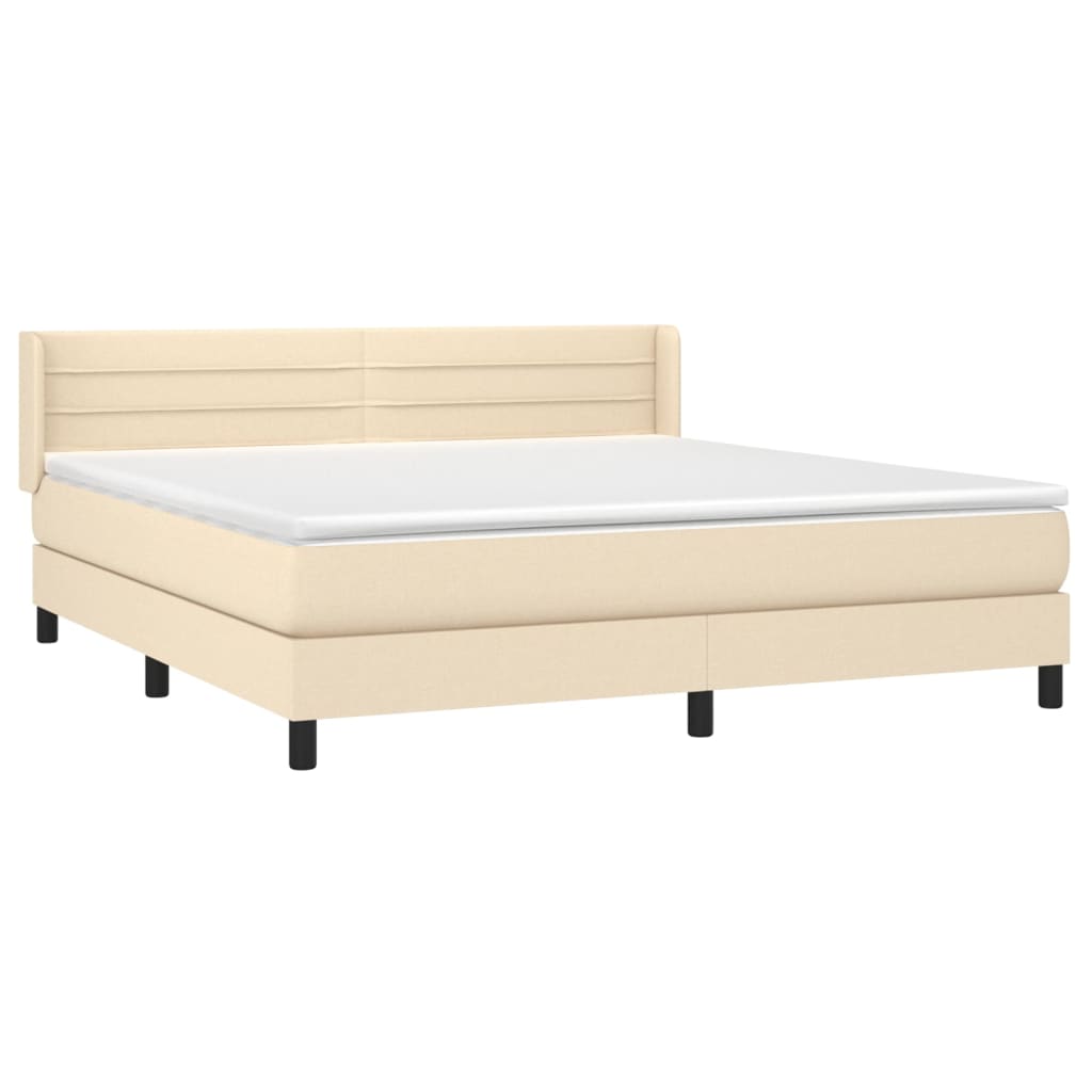 Krevet s oprugama i madracem krem 160x200 cm od tkanine