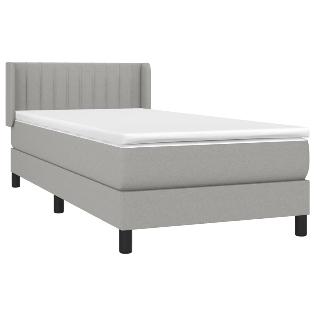 Box spring krevet s madracem svjetlosivi 90x190 cm od tkanine