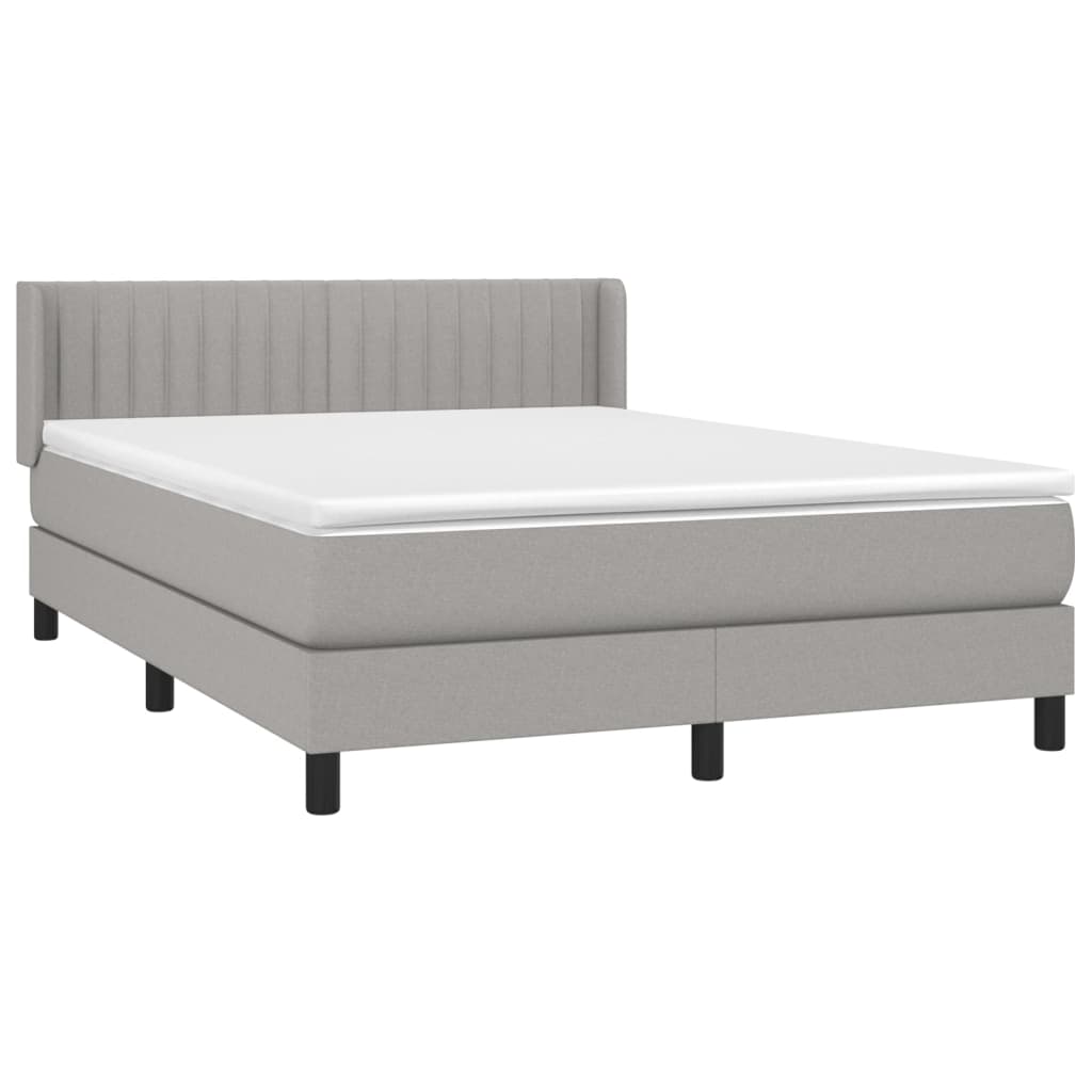 Krevet box spring s madracem svjetlosivi 140x200 cm od tkanine