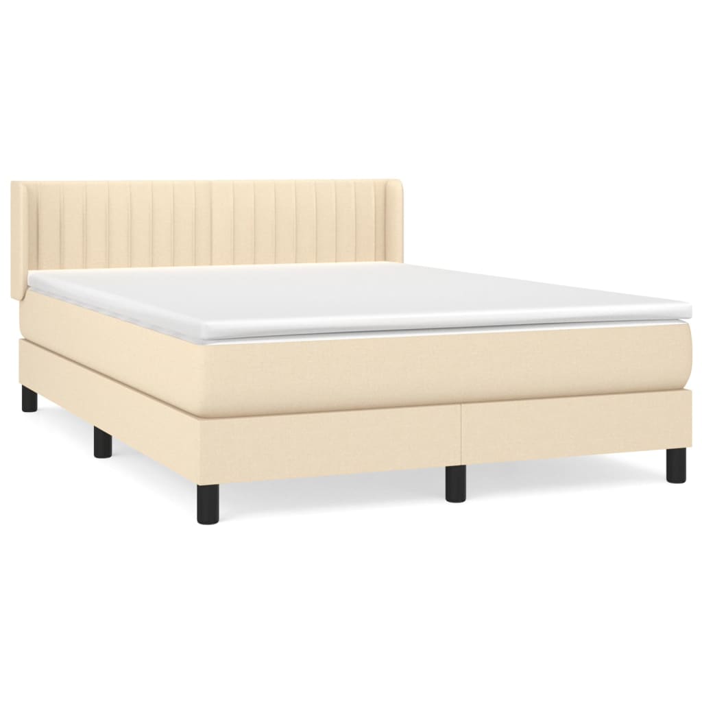 Krevet s oprugama i madracem krem 140x200 cm od tkanine