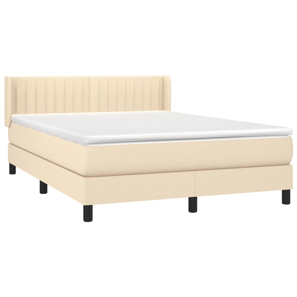 Krevet s oprugama i madracem krem 140x200 cm od tkanine