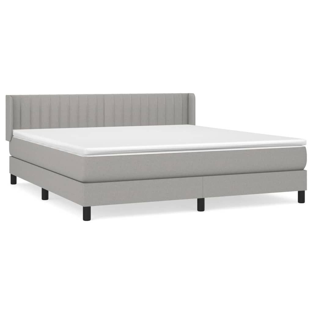 Krevet box spring s madracem svjetlosiva 160x200 cm tkanina