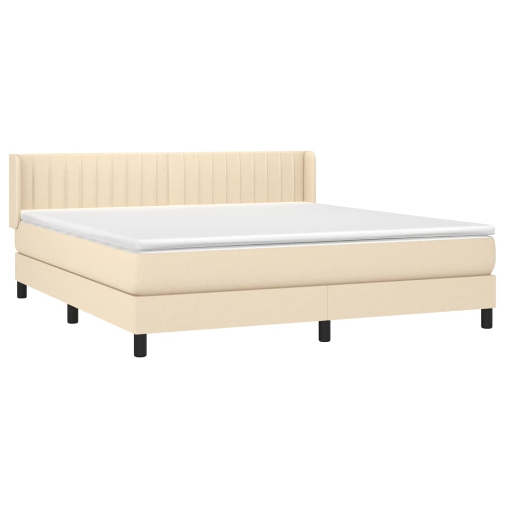 Krevet s oprugama i madracem krem 160x200 cm od tkanine