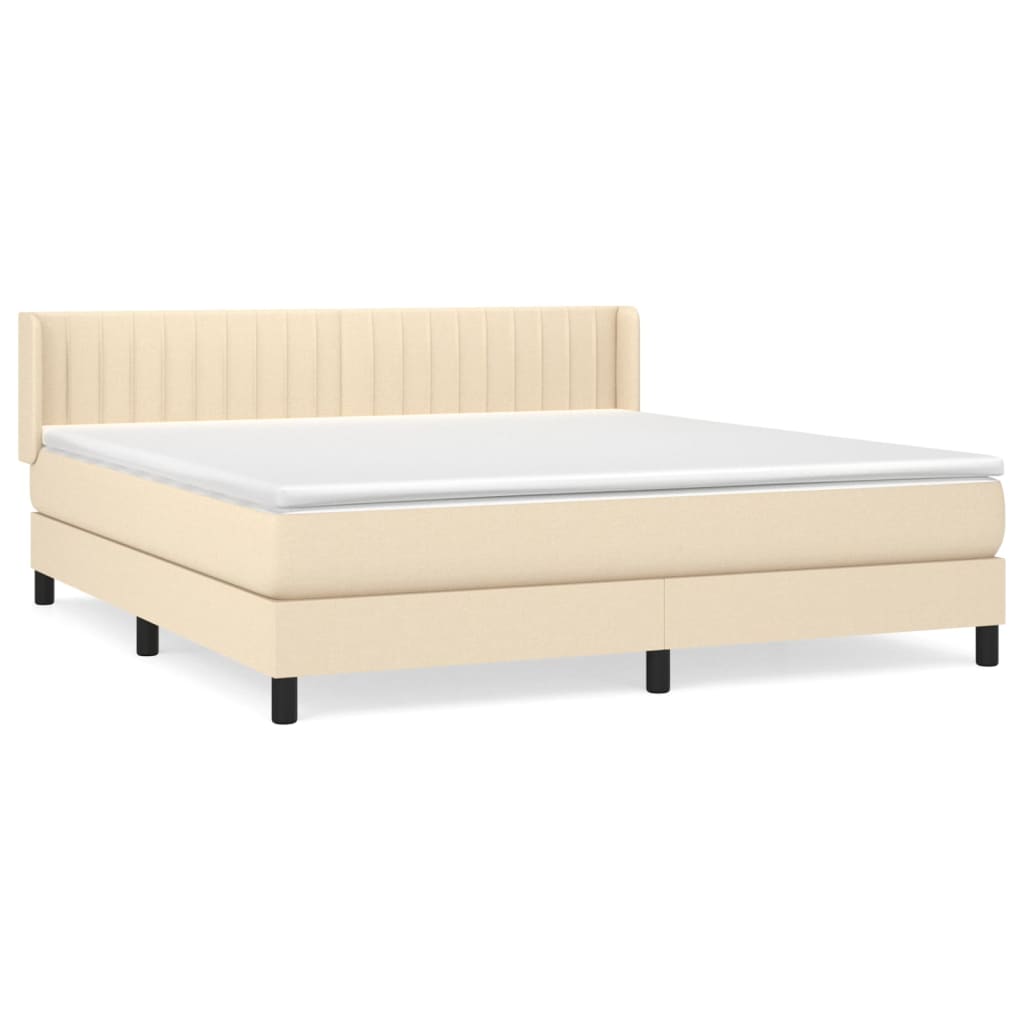 Krevet s oprugama i madracem krem 180x200 cm od tkanine