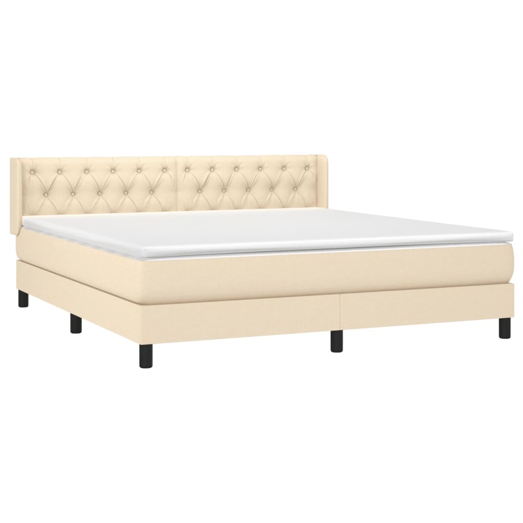 Krevet s oprugama i madracem krem 160x200 cm od tkanine