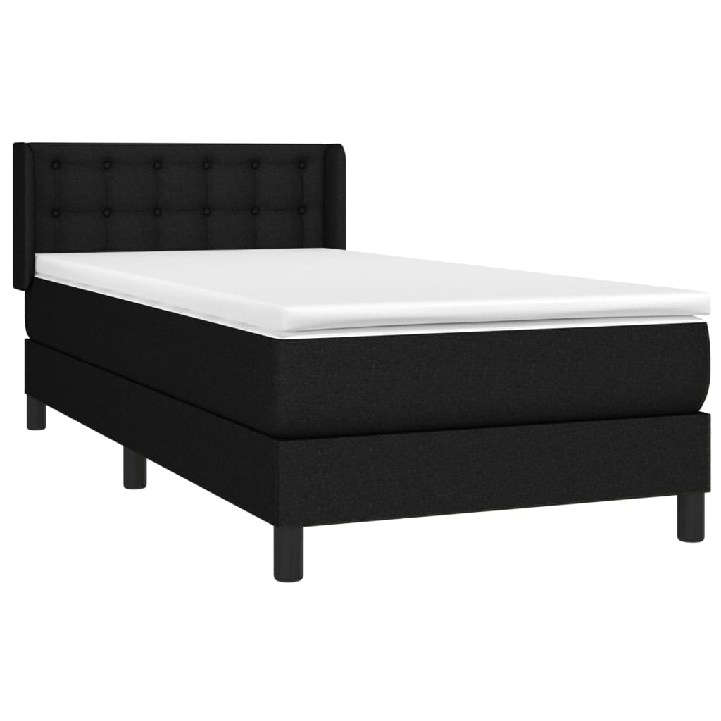 Krevet s oprugama i madracem crni 90x200 cm od tkanine