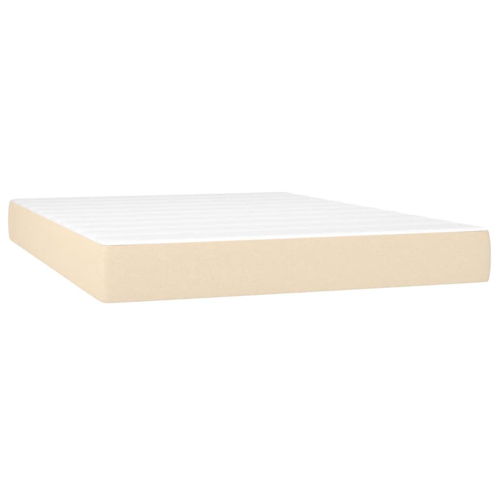 Krevet s oprugama i madracem krem 140 x 190 cm od tkanine