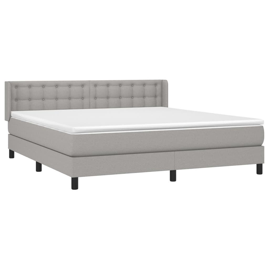 Krevet box spring s madracem svjetlosiva 160x200 cm tkanina