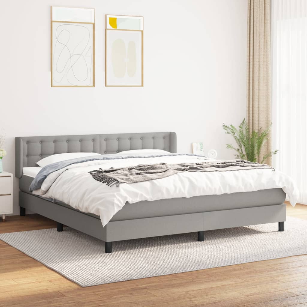 Krevet box spring s madracem svjetlosiva 160x200 cm tkanina