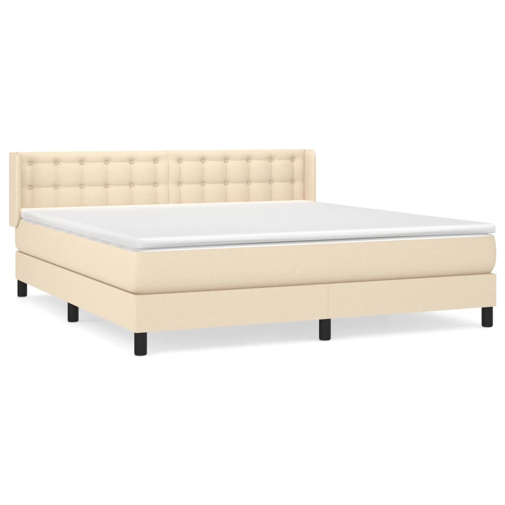 Krevet s oprugama i madracem krem 160x200 cm od tkanine