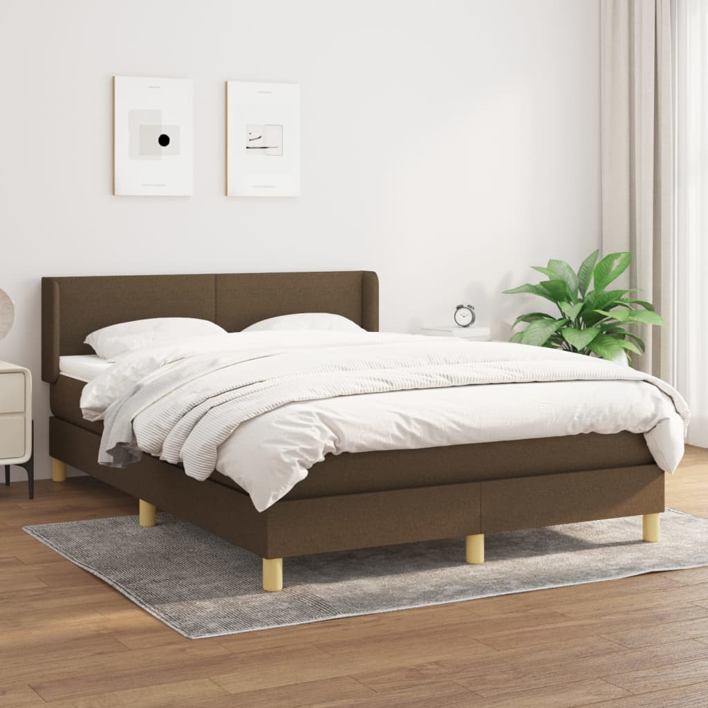 Krevet s oprugama i madracem tamnosmeđi 140x200 cm tkanina