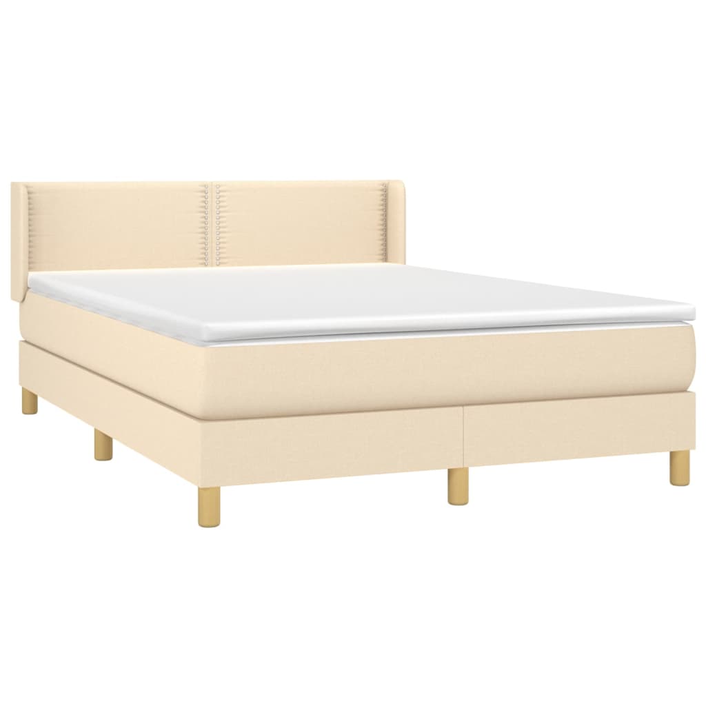 Krevet s oprugama i madracem krem 140 x 190 cm od tkanine