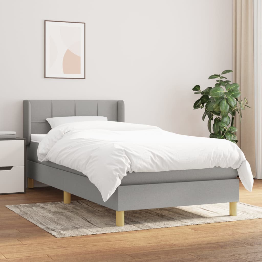 Krevet s oprugama i madracem svjetlosivi 100x200 cm od tkanine