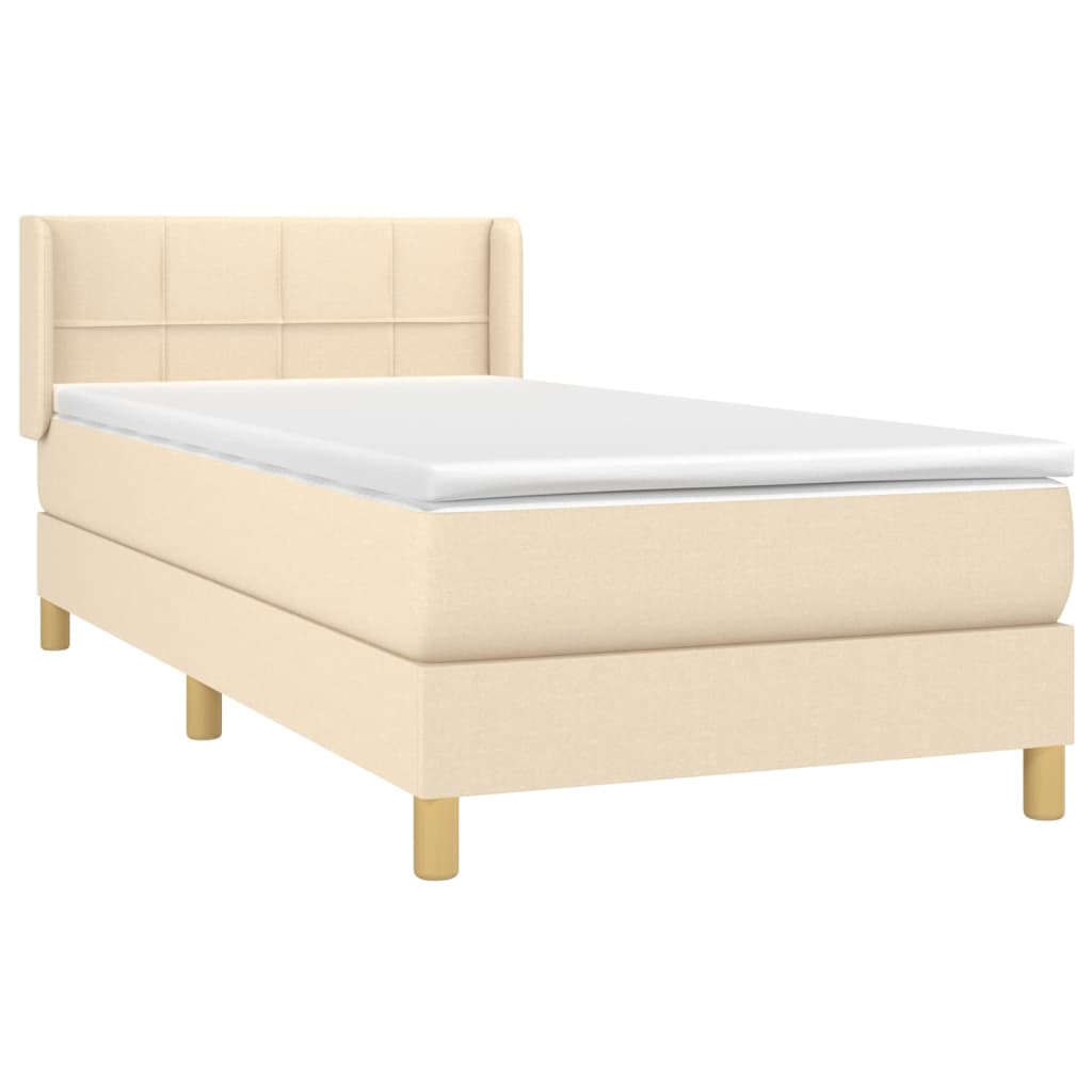 Krevet s oprugama i madracem krem 100 x 200 cm od tkanine
