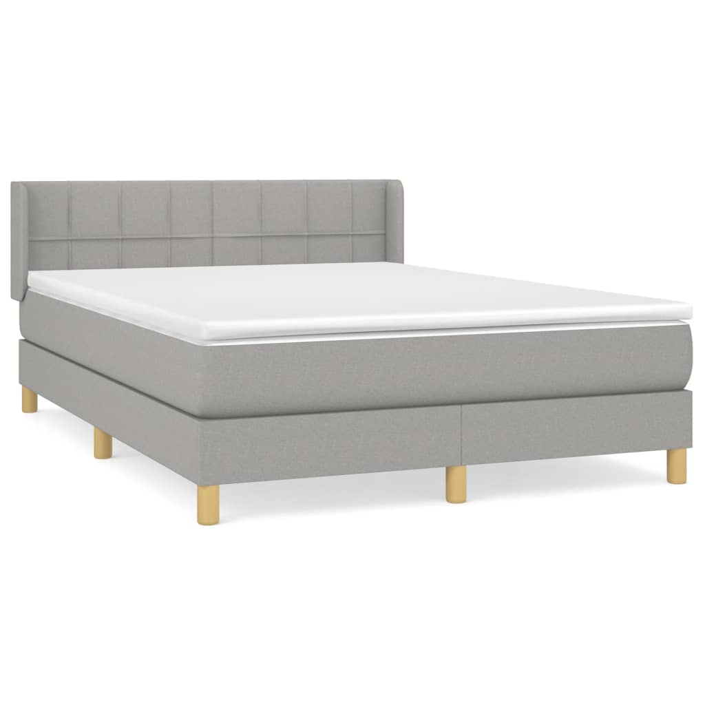 Krevet s oprugama i madracem svjetlosivi 140x190 cm od tkanine