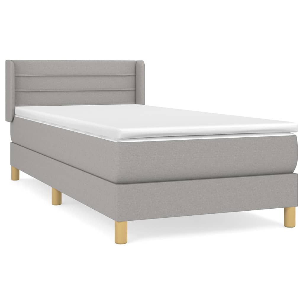 Box spring krevet s madracem svjetlosivi 90x190 cm od tkanine