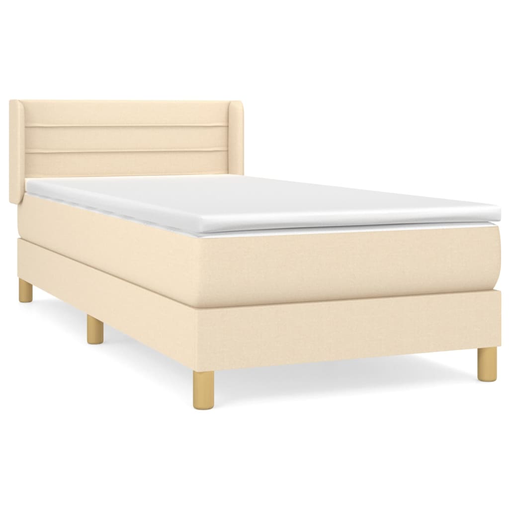 Krevet s oprugama i madracem krem 90 x 190 cm od tkanine