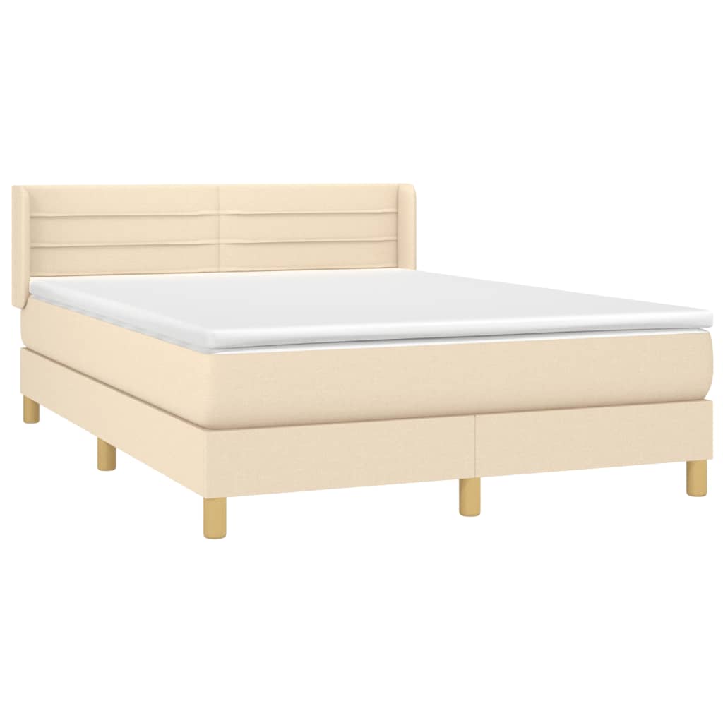 Krevet s oprugama i madracem krem 140x200 cm od tkanine