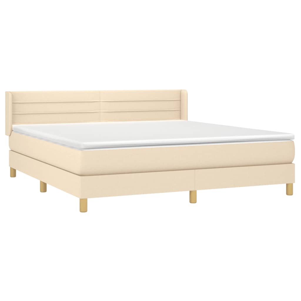 Krevet s oprugama i madracem krem 160x200 cm od tkanine