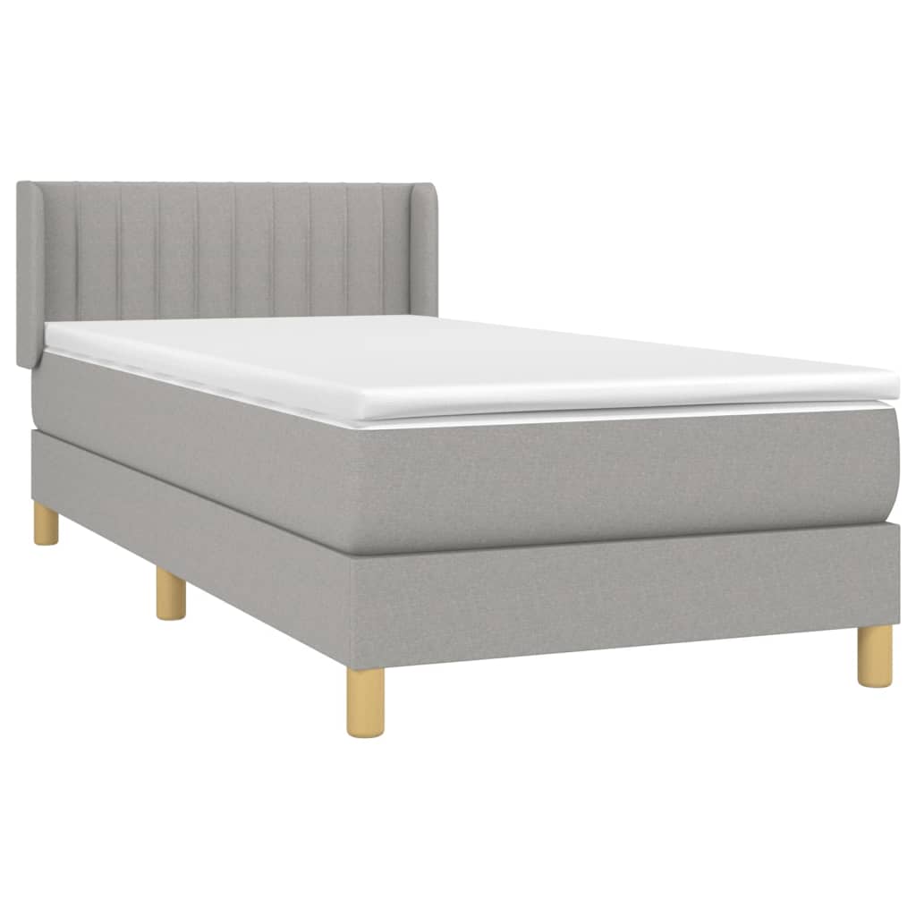 Box spring krevet s madracem svjetlosivi 90x190 cm od tkanine