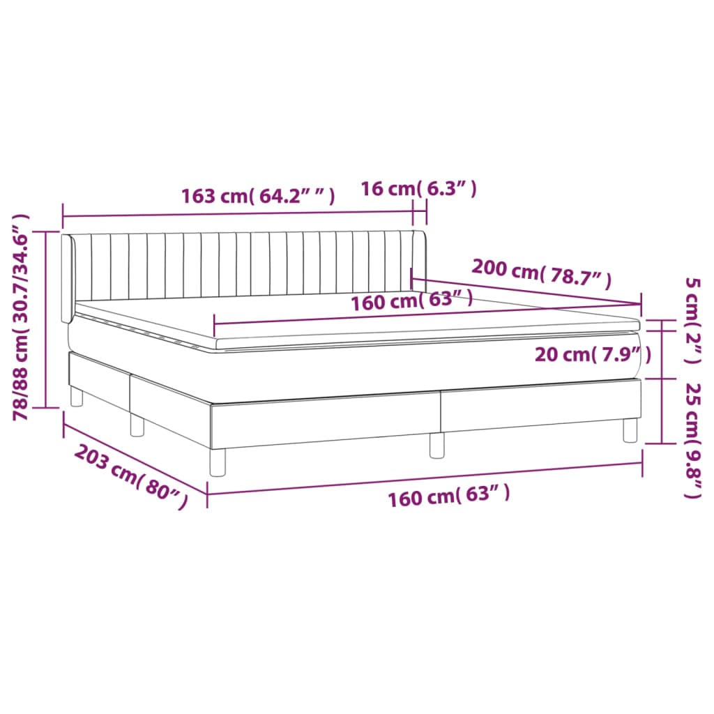 Krevet s oprugama i madracem plavi 160x200 cm od tkanine