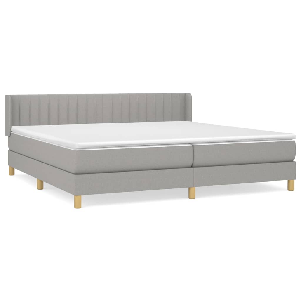 Krevet s oprugama i madracem svjetlosivi 200 x 200cm od tkanine