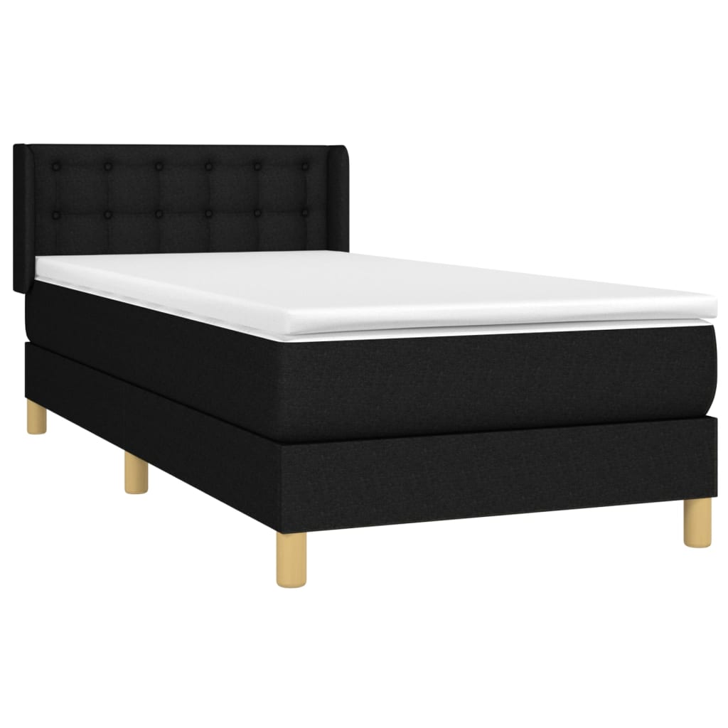 Krevet s oprugama i madracem crni 90x200 cm od tkanine