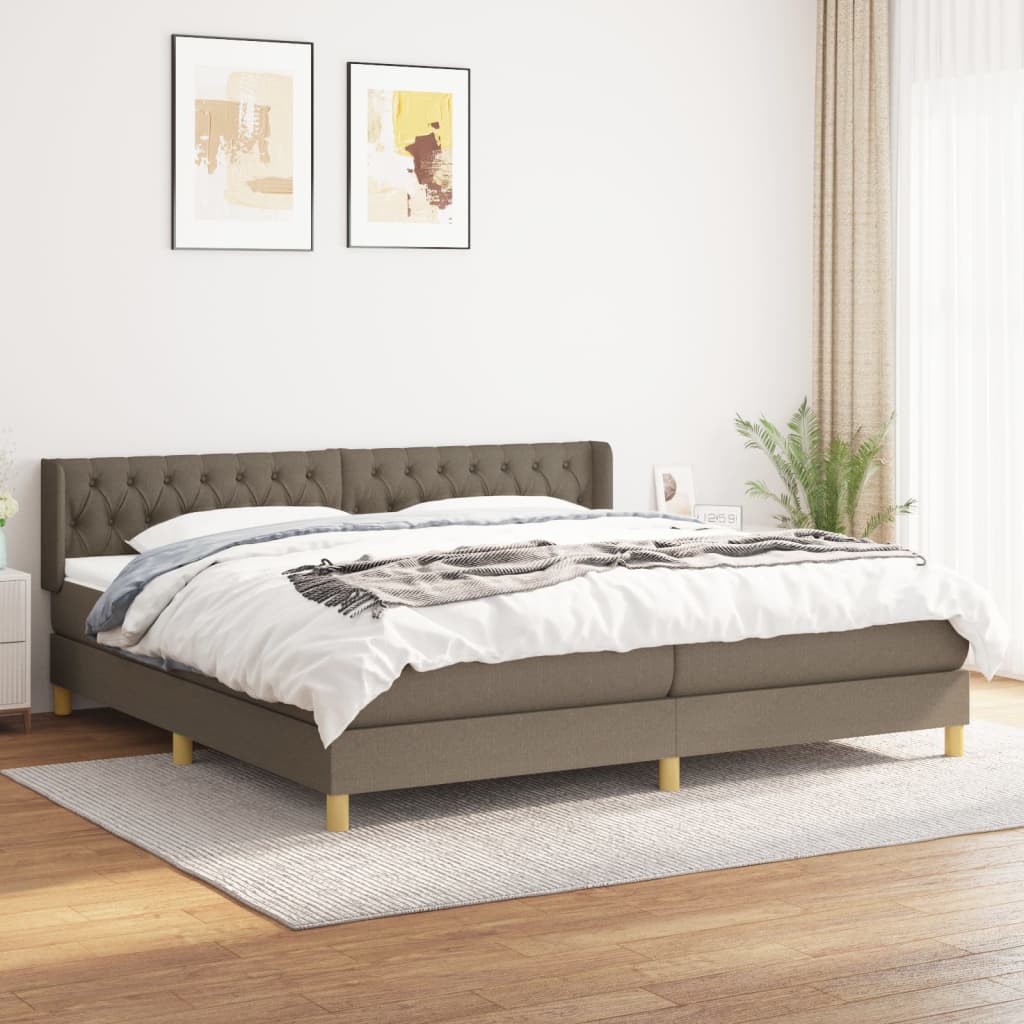 Krevet s oprugama i madracem smeđesivi 200x200 cm od tkanine