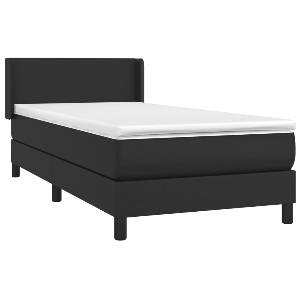 Krevet s oprugama i madracem crni 80 x 200 cm od umjetne kože