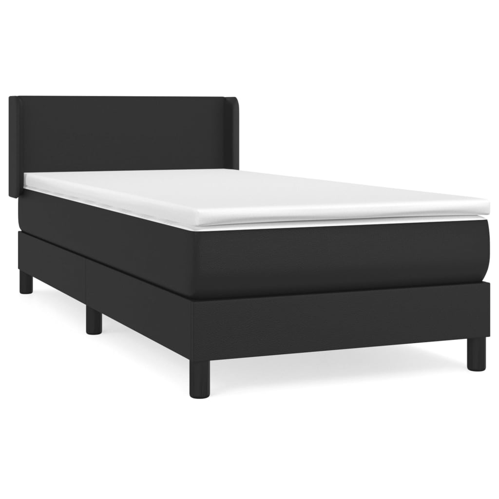 Krevet s oprugama i madracem crni 90x190 cm od umjetne kože